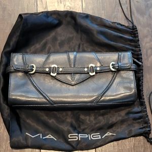 VIA SPIGA Black Leather Clutch
